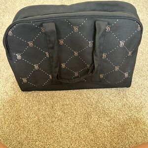 Victoria's Secret Black Quilted Logo Travel Bag